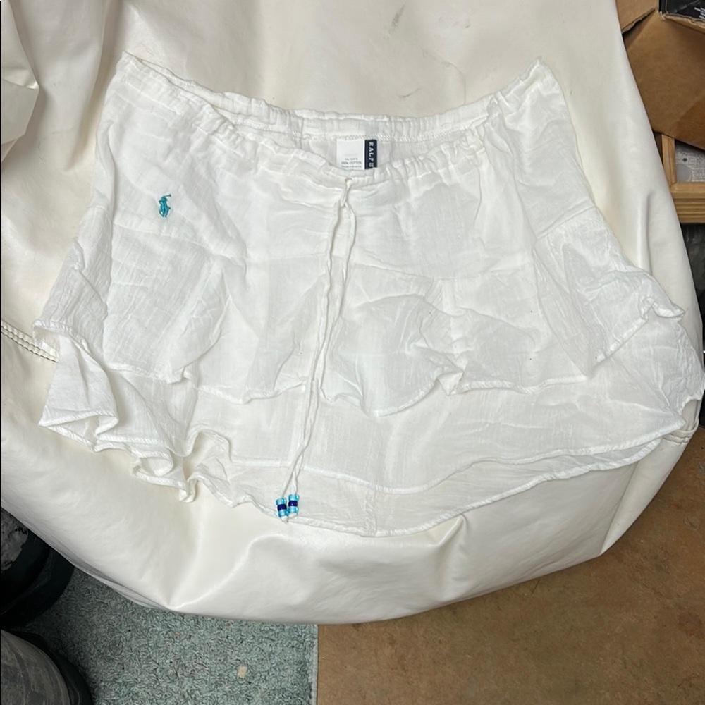 Ralph Lauren NWOT White Draw String Skirt. Adorable Cover up. Size L